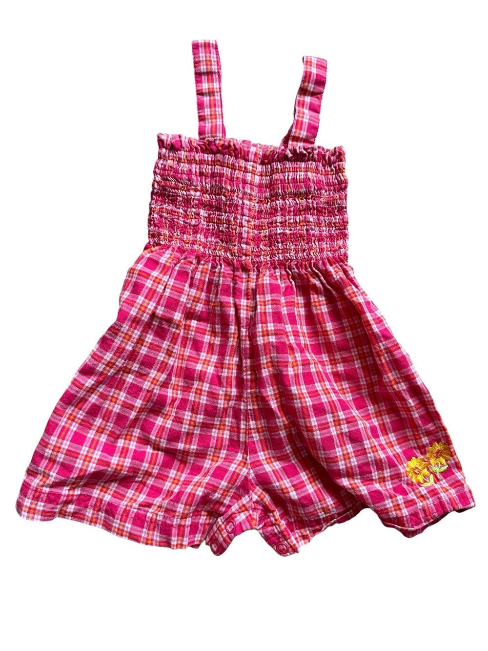 Baby Girl Gymboree Vintage Rainbow Tag 6-12 Month Pink Plaid Romper cotton